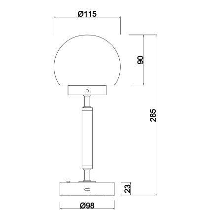 Globo - Dimm- und aufladbare LED-Tischleuchte mit Touch-Funktion LED/2,5W/5V 1800mAh 2700/4000/6500K matt Chrom