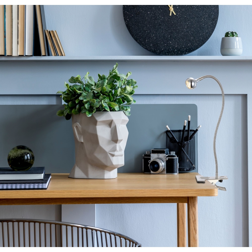 Globo - LED flexible Klemmlampe mit Clip LED/3W/230V mattchrom