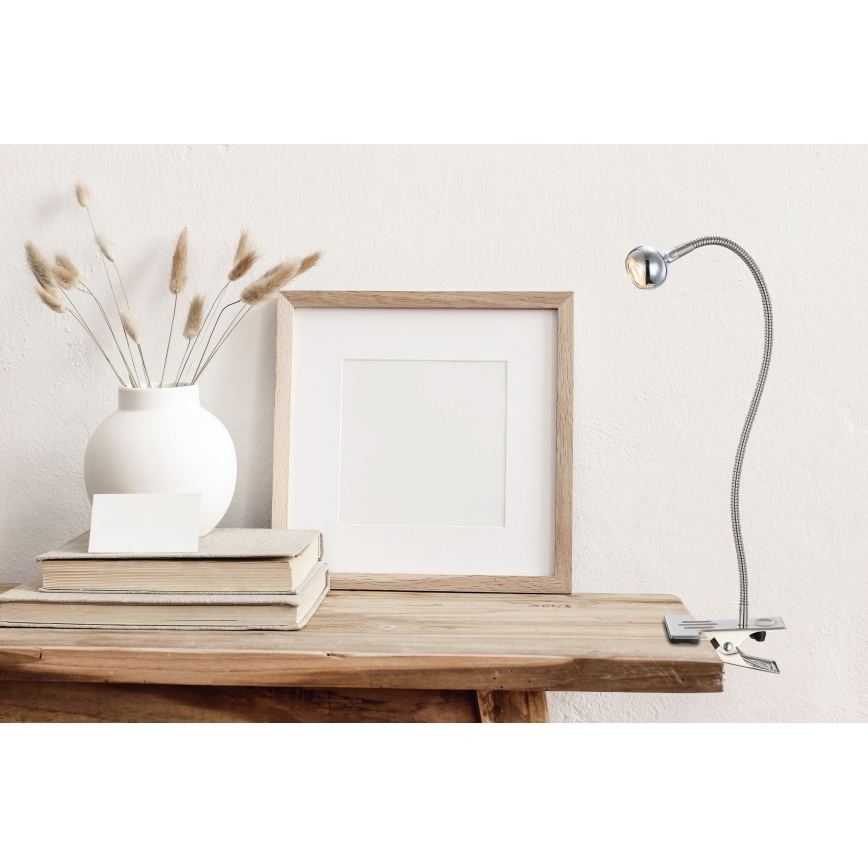 Globo - LED Flexibles Leselicht mit Clip LED/3W/230V mattchrom