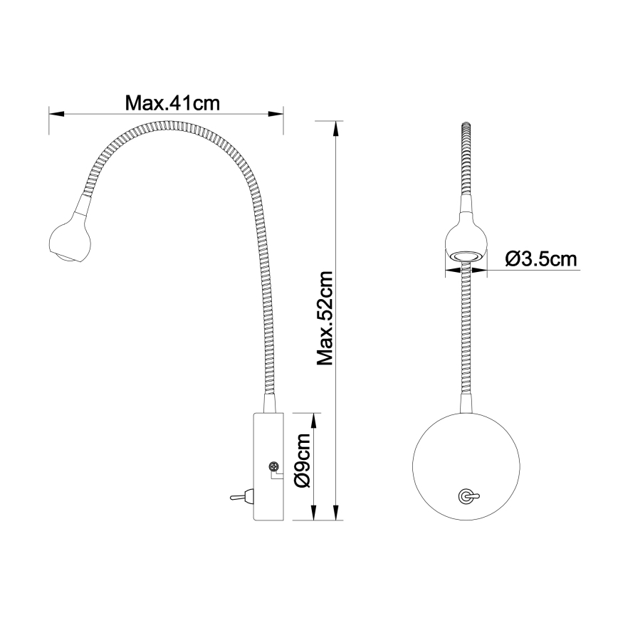Globo - LED Flexibles Leselicht LED/3W/230V glänzender Chrom