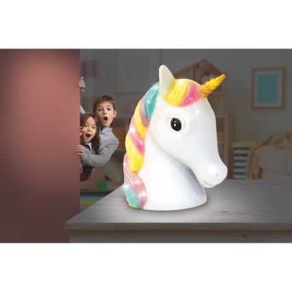Globo - Kleine LED-Nachtleuchte für Kinder LED/1W/230/4,5V 3xAA Einhorn