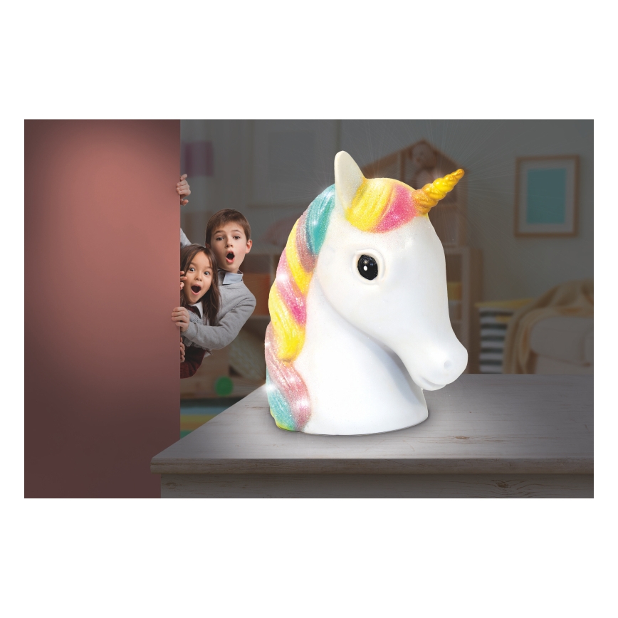 Globo - Kleine LED-Nachtleuchte für Kinder LED/1W/230/4,5V 3xAA Einhorn