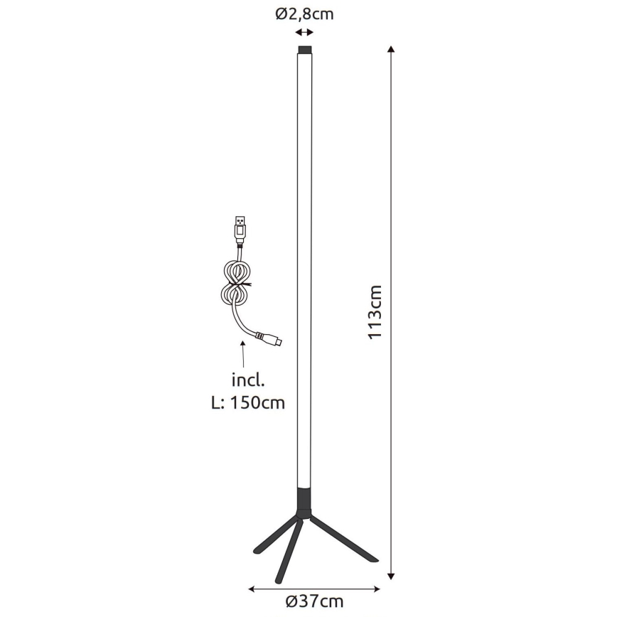 Globo - Dimmbare LED-RGB-Stehleuchte LED/7W/5V + Fernbedienung