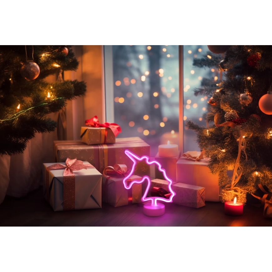 Globo - LED-Neon-Tischdekoration LED/2W/3xAA Einhorn
