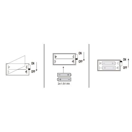 Globo - LED-Lichterkette, 20 x LED / 2 x AA, 2,2 m, warmweiß