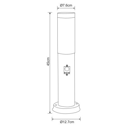 Globo - Auβenleuchte mit Sensor 1xE27/60W/230V 45 cm IP44