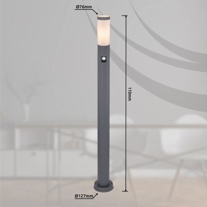 Globo - Auβenleuchte mit Sensor 1xE27/15W/230V IP44 110 cm anthrazit