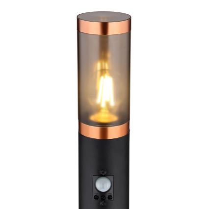Globo - Auβenleuchte mit Sensor 1xE27/15W/230V IP44 110 cm schwarz/kupfern