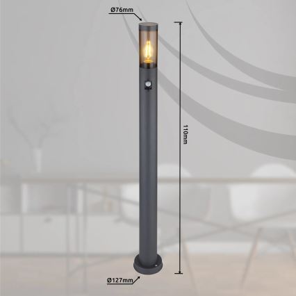 Globo - Auβenleuchte mit Sensor 1xE27/15W/230V IP44 110 cm schwarz