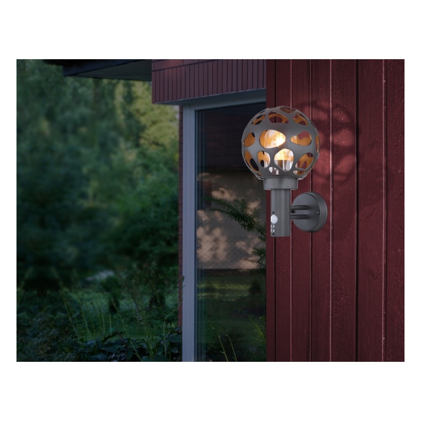 Globo - Außenwandleuchte mit Sensor 1xE27/15W/230V IP44