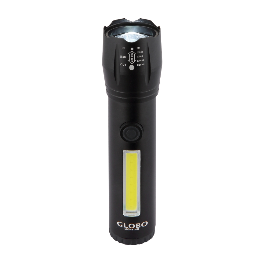 Globo - Aufladbare LED-Taschenlampe LED/3W/5V + COB/3W 5500K 1200 mAh