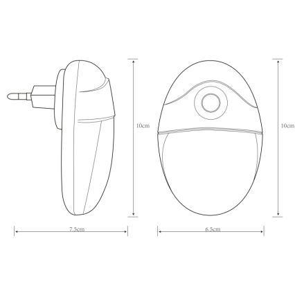 Globo - LED Orientierungsleuchte mit Sensor für Steckdose 4xLED/0,6W/230V 6500K
