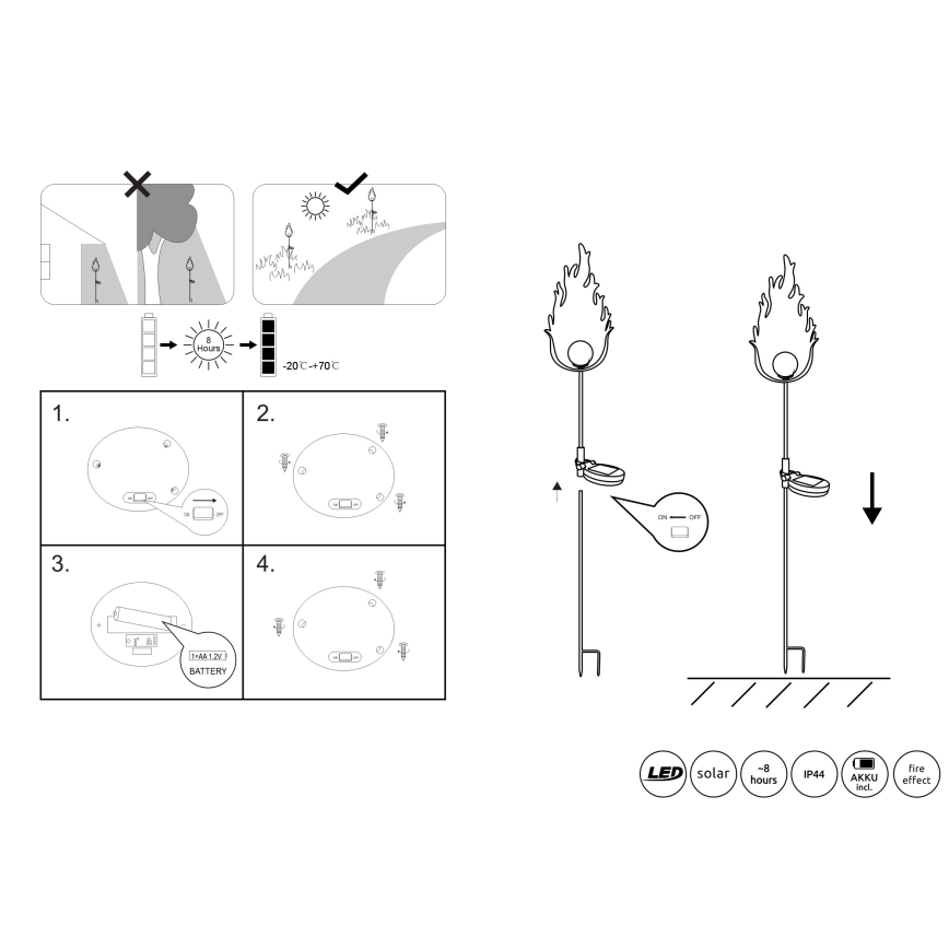Globo - LED-Solarleuchte LED/0,04W/3V IP44 600 mAh