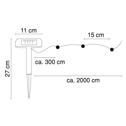 Globo - LED-Solarlichterkette 20 m 120xLED/2,4V 2xAAA IP44