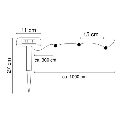 Globo - LED-Solarlichterkette 10 m 50xLED/2,4V IP44 600 mAh