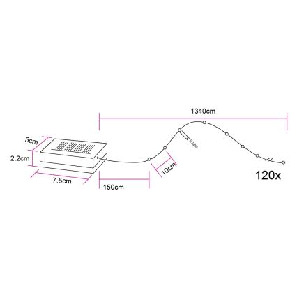 Globo - LED Solar-Lichterkette 120xLED/3,2V IP44 13,4 m 600 mAh