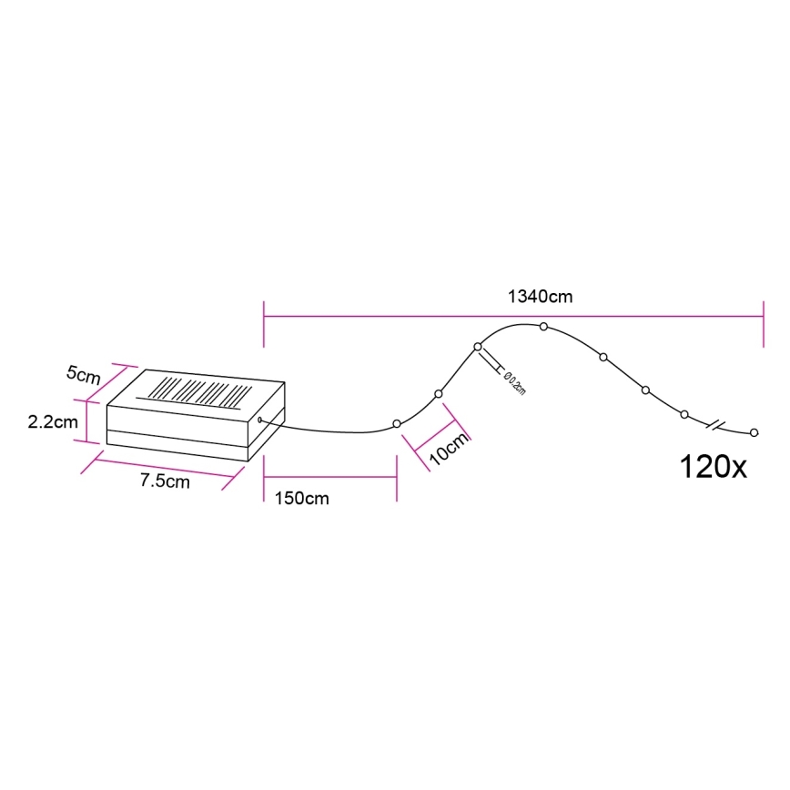 Globo - LED Solar-Lichterkette 120xLED/3,2V IP44 13,4 m 600 mAh