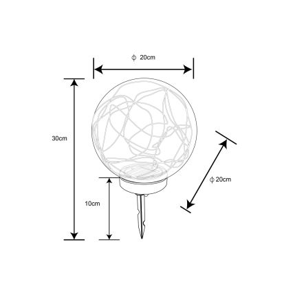 Globo - LED-Solarbeleuchtung 30xLED/0,06W/1,2V d 20 cm IP44