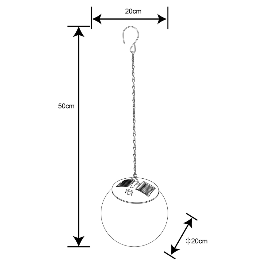 Globo - LED-Solar-Hängeleuchte an Kette 30xLED/0,06W/1,2V d 20 cm IP44