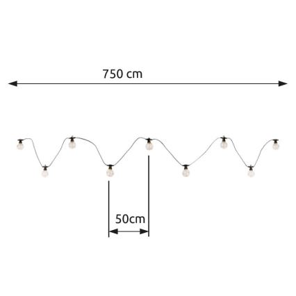 Globo - LED Außen-Dekorationskette 10xLED/0,27W/230V 7,5 m IP44 schwarz