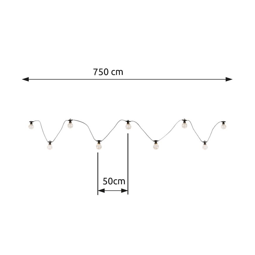 Globo - LED Außen-Dekorationskette 10xLED/0,27W/230V 7,5 m IP44 schwarz