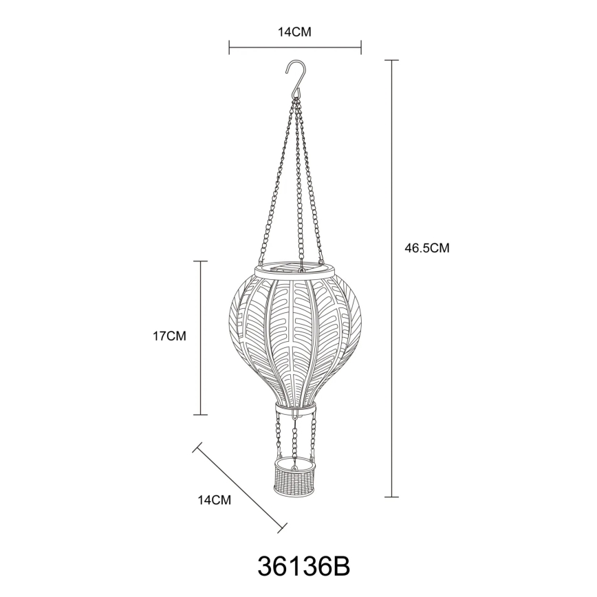 Globo - LED-Solar-Hängedekoration 20xLED/0,5W/3V IP44 Heißluftballon