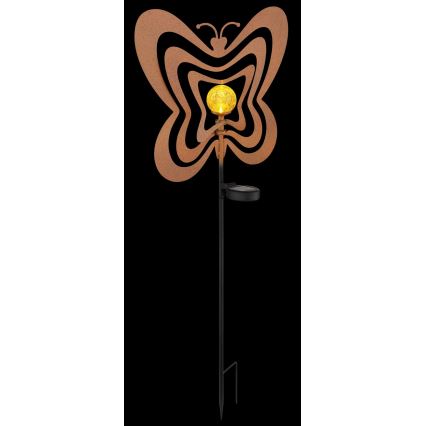 Globo - LED Solarleuchte LED/3V IP44 300 mAh Schmetterling in Rostoptik