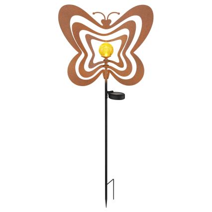 Globo - LED Solarleuchte LED/3V IP44 300 mAh Schmetterling in Rostoptik