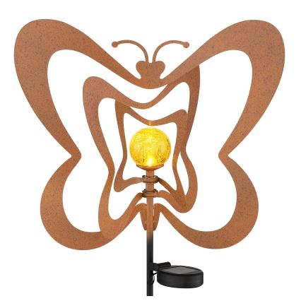 Globo - LED Solarleuchte LED/3V IP44 300 mAh Schmetterling in Rostoptik