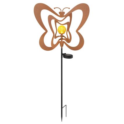 Globo - LED Solarleuchte LED/3V IP44 300 mAh Schmetterling in Rostoptik