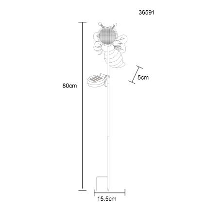 Globo - LED Solarleuchte 200xLED/3V IP44 600 mAh Biene