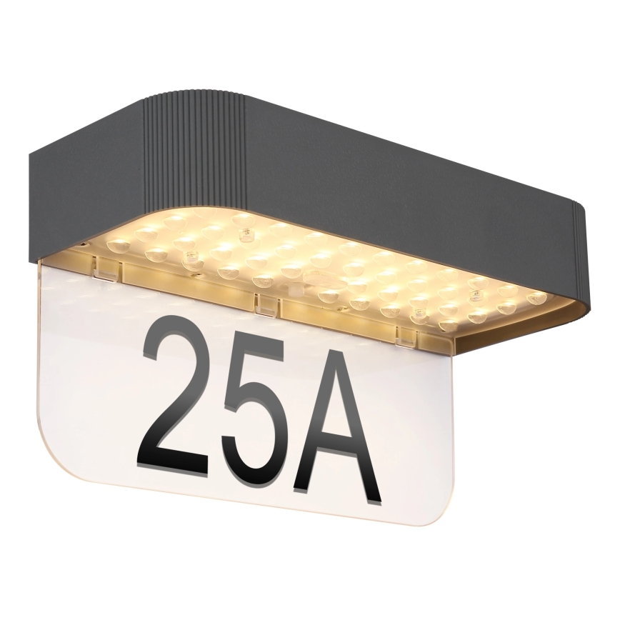 Globo - LED-Solar-Hausnummer LED/6W/3,7V IP54 1800 mAh