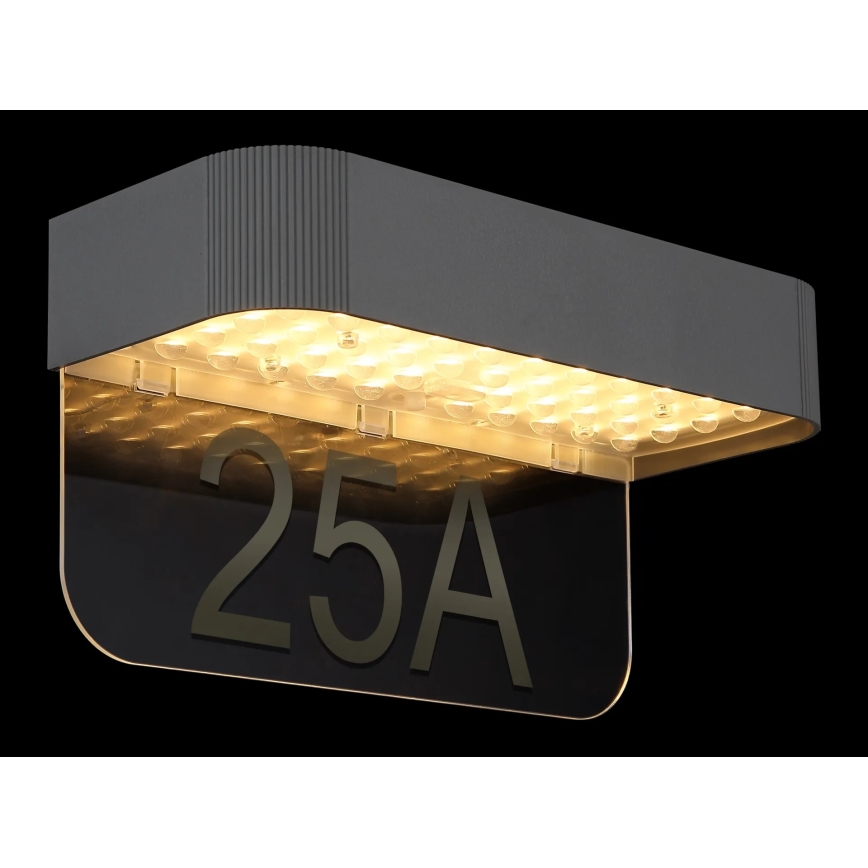 Globo - LED-Solar-Hausnummer LED/6W/3,7V IP54 1800 mAh