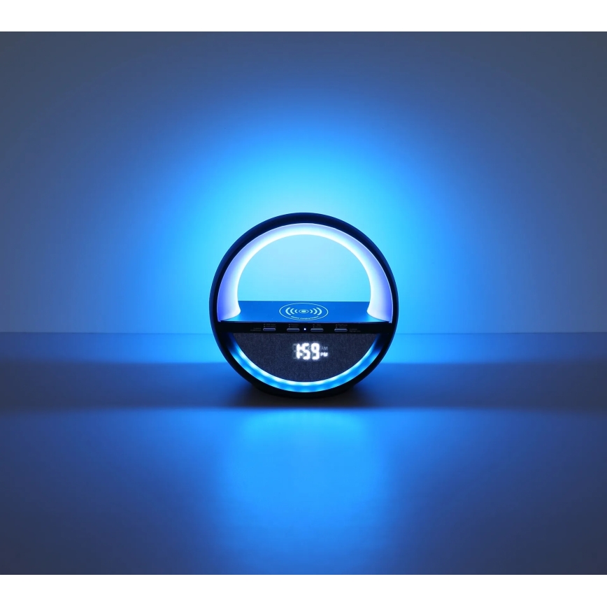 Globo - LED RGBW Wiederaufladbare Touch-Tischleuchte mit Lautsprecher und kabelloser QI-Ladefunktion LED/3,5W/5V 1800 mAh