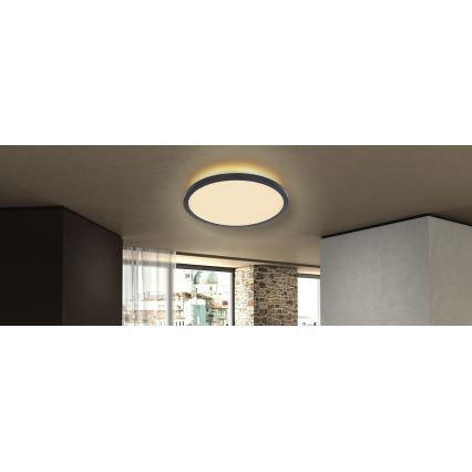 Globo - Dimmbare LED-Deckenleuchte für das Badezimmer LED/18W/230V d 29,4 cm IP44 schwarz