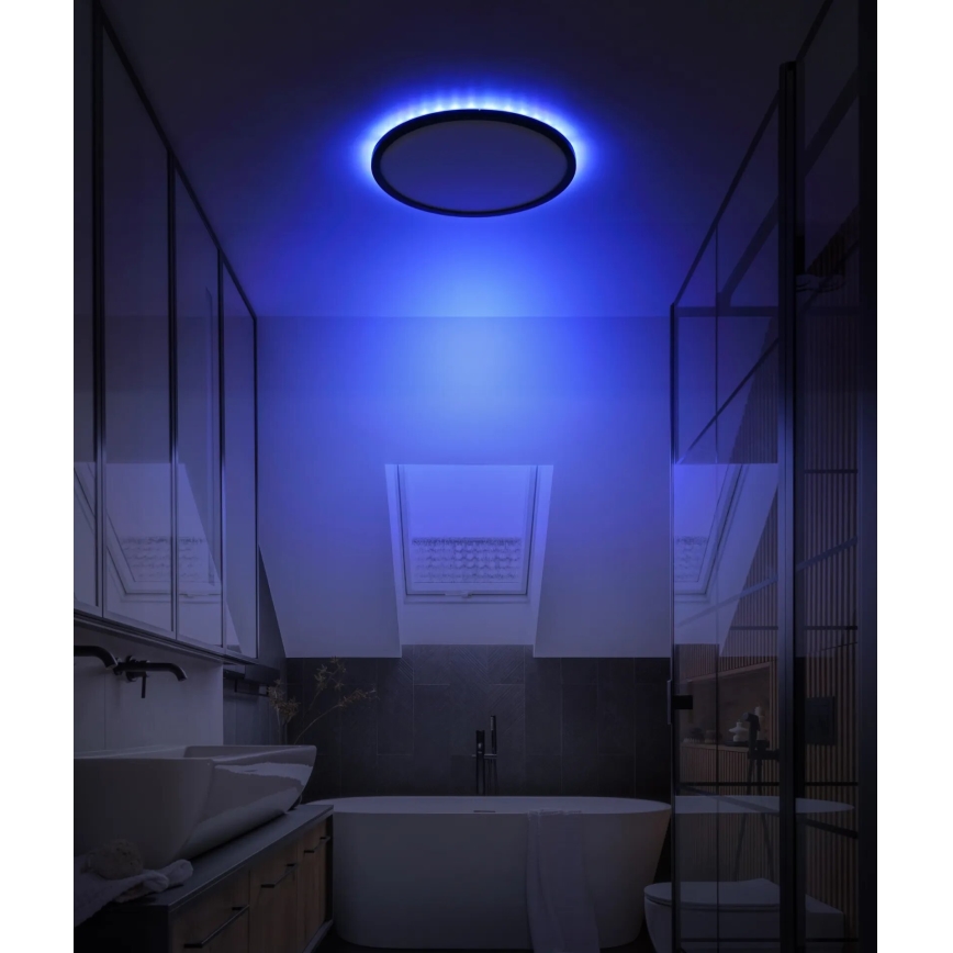 Globo - LED RGB Dimmbare Deckenleuchte für Badezimmer LED/18W/230V 3000-6000K + Fernbedienung IP44 schwarz