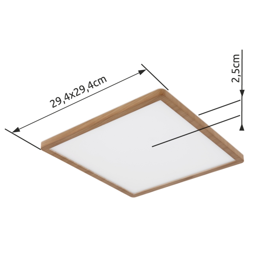 Globo - Dimmbare LED-Deckenleuchte für das Badezimmer LED/18W/230V 29,4x29,4 cm IP44 braun