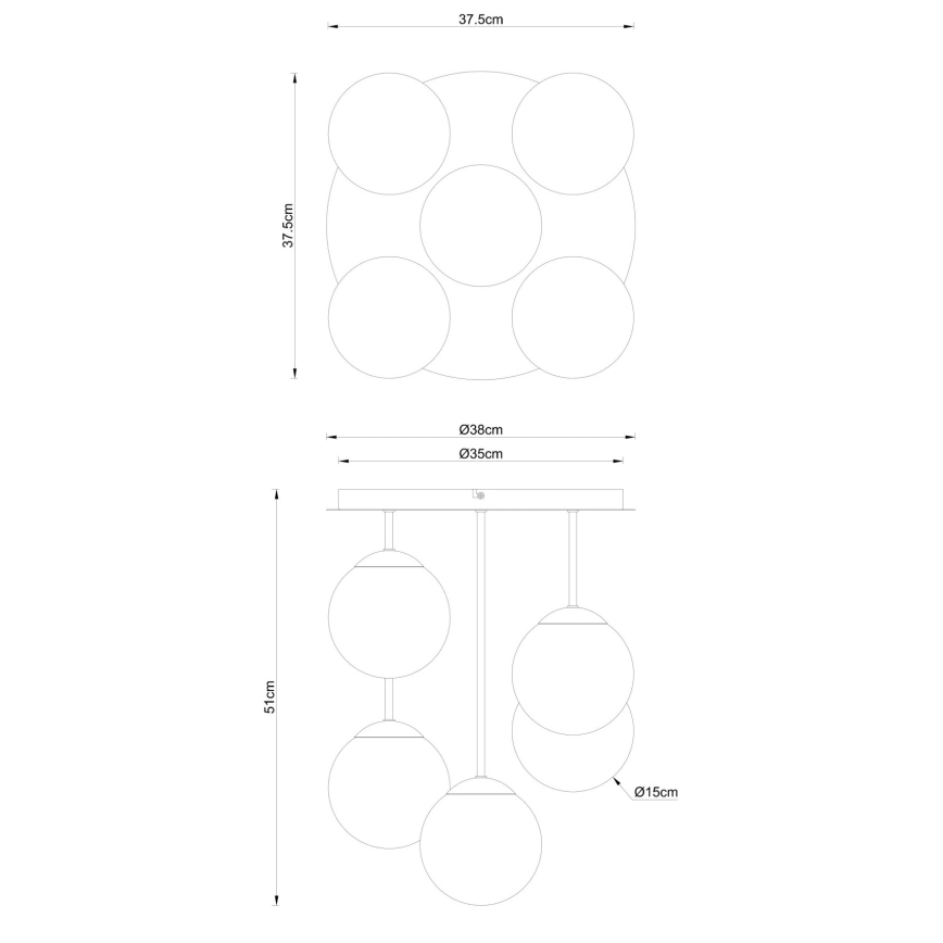 Globo - Aufgesetzte Deckenleuchte 5xE14/25W/230V schwarz