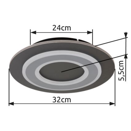 Globo - LED-Deckenleuchte LED/24W/230V 3000K d 32 cm anthrazit