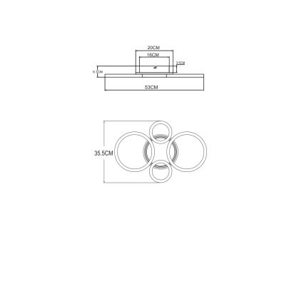 Globo - LED-Deckenleuchte LED/40W/230V 2700/4500/6500K 35,5x53 cm Messing