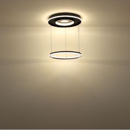 Globo - Dimmbarer LED-Kronleuchter an Aufhängung LED/54W/230V 2700-6500K d 60 cm schwarz + Fernbedienung