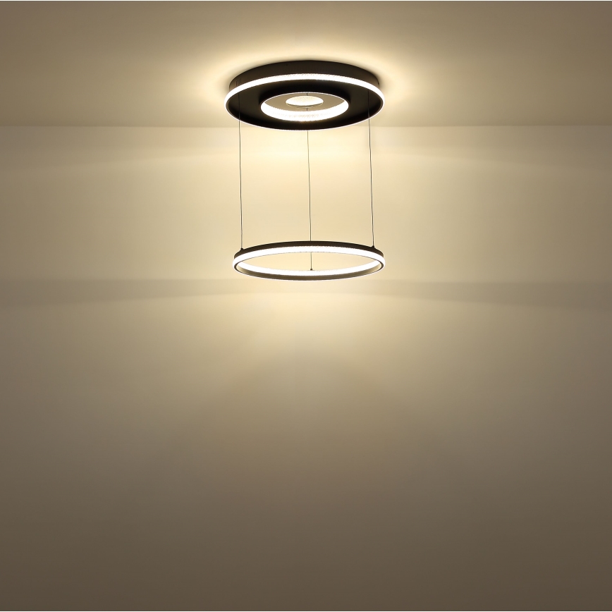 Globo - Dimmbarer LED-Kronleuchter an Aufhängung LED/54W/230V 2700-6500K d 60 cm schwarz + Fernbedienung