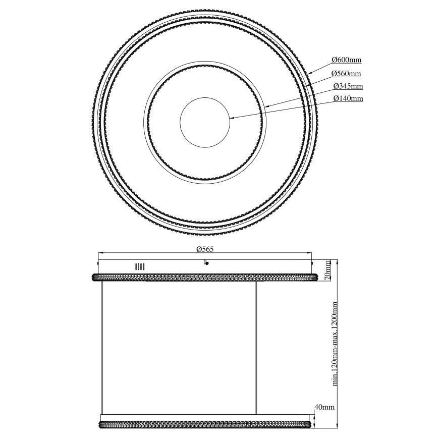 Globo - Dimmbarer LED-Kronleuchter an Aufhängung LED/54W/230V 2700-6500K d 60 cm schwarz + Fernbedienung