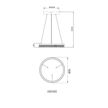 Globo - LED-Pendelleuchte an Kabel, 16 W, 230 V, 3000 K
