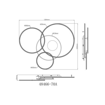 Globo - dimmbare LED-Deckenleuchte LED/70W/230V 2700-6500K mattchrom + Fernbedienung