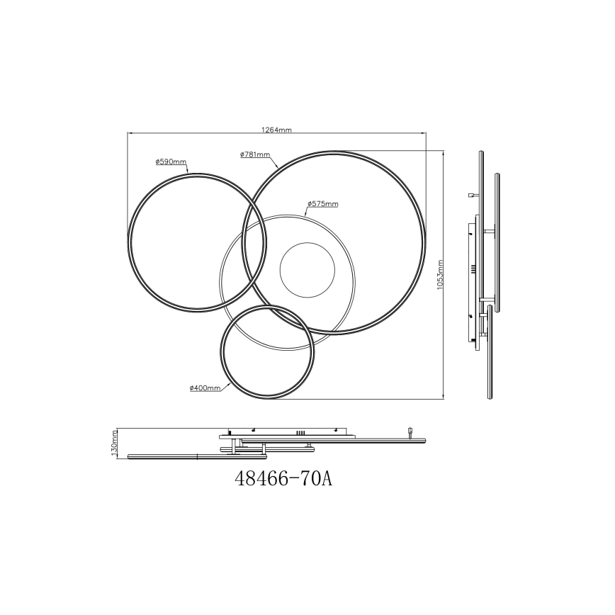Globo - dimmbare LED-Deckenleuchte LED/70W/230V 2700-6500K mattchrom + Fernbedienung