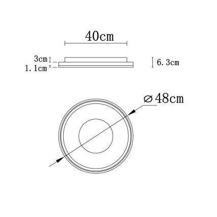 Globo - Dimmbare LED-Deckenleuchte LED/48W/230V 2700-6000K d 48 cm + Fernbedienung