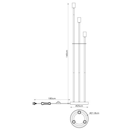 Globo - Stehlampe 3xE27/60W/230V