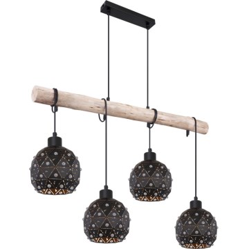 Globo 54029-4H - Pendelleuchte an Kabel JODIE 4xE27/40W/230V beige/schwarz