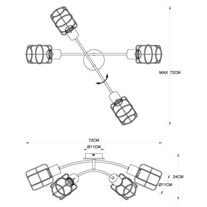 Globo - Aufgesetzte Deckenleuchte 4xE27/40W/230V